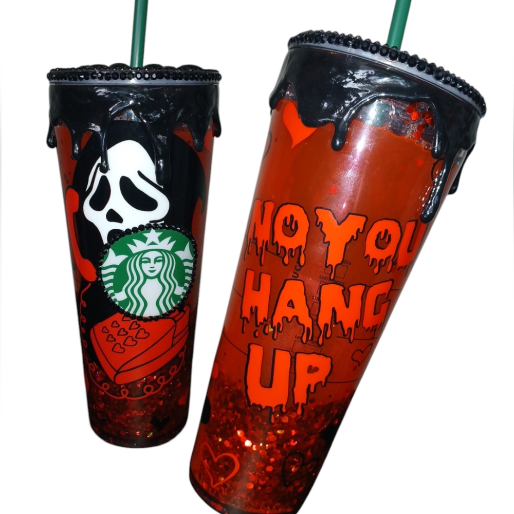 Starbucks NWT Scream Ghost Face Snow Globe Horror Love Halloween Tumbler